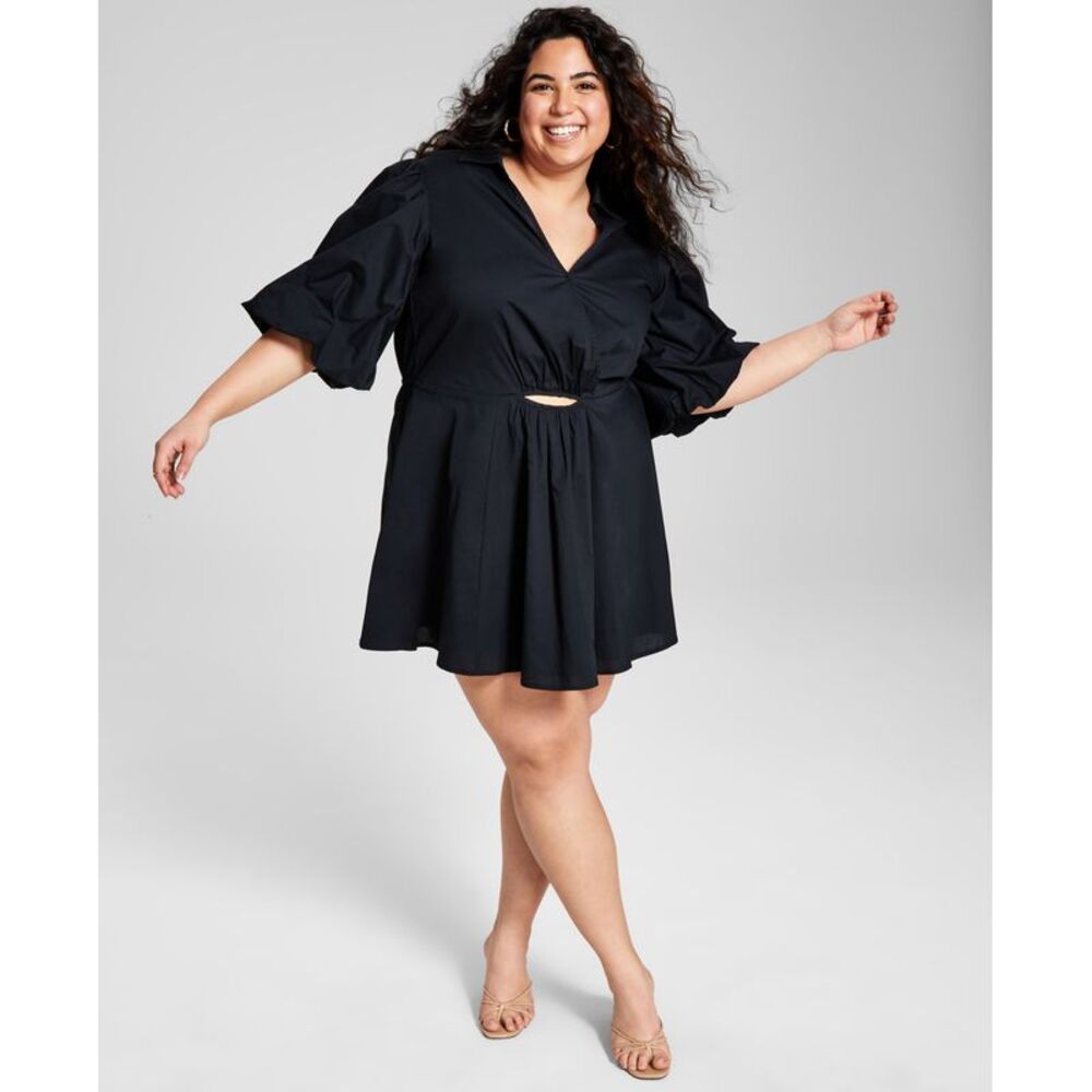 And Now This Now This Trendy Plus Size Cutout Poplin Dress